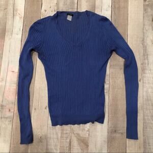 J. Crew Soft Ribbed V-Neck Sweater Cobalt Blue XS